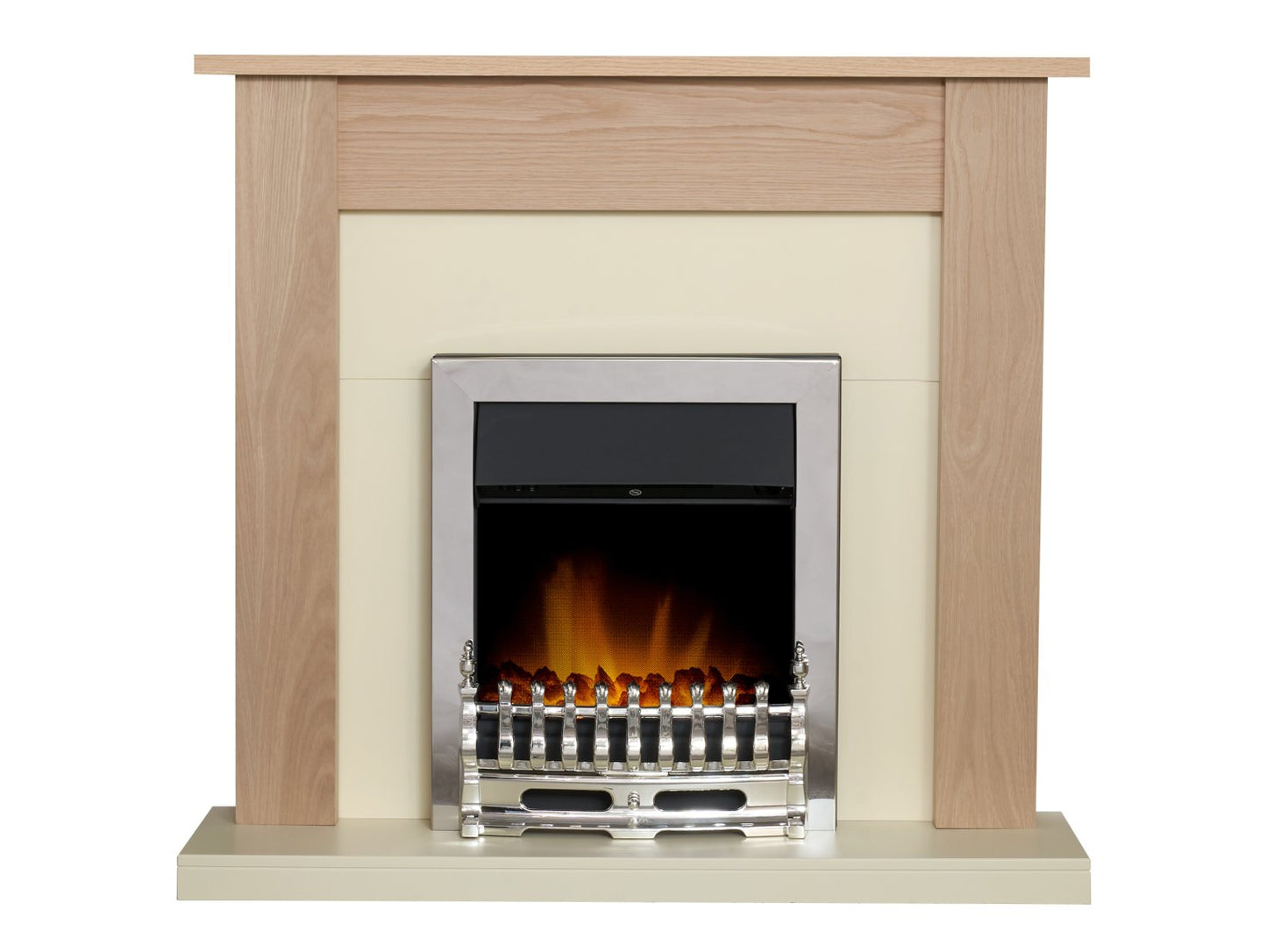 Adam Southwold Fireplace in Oak & Cream with Blenheim Electric Fire in Chrome, 43 Inch