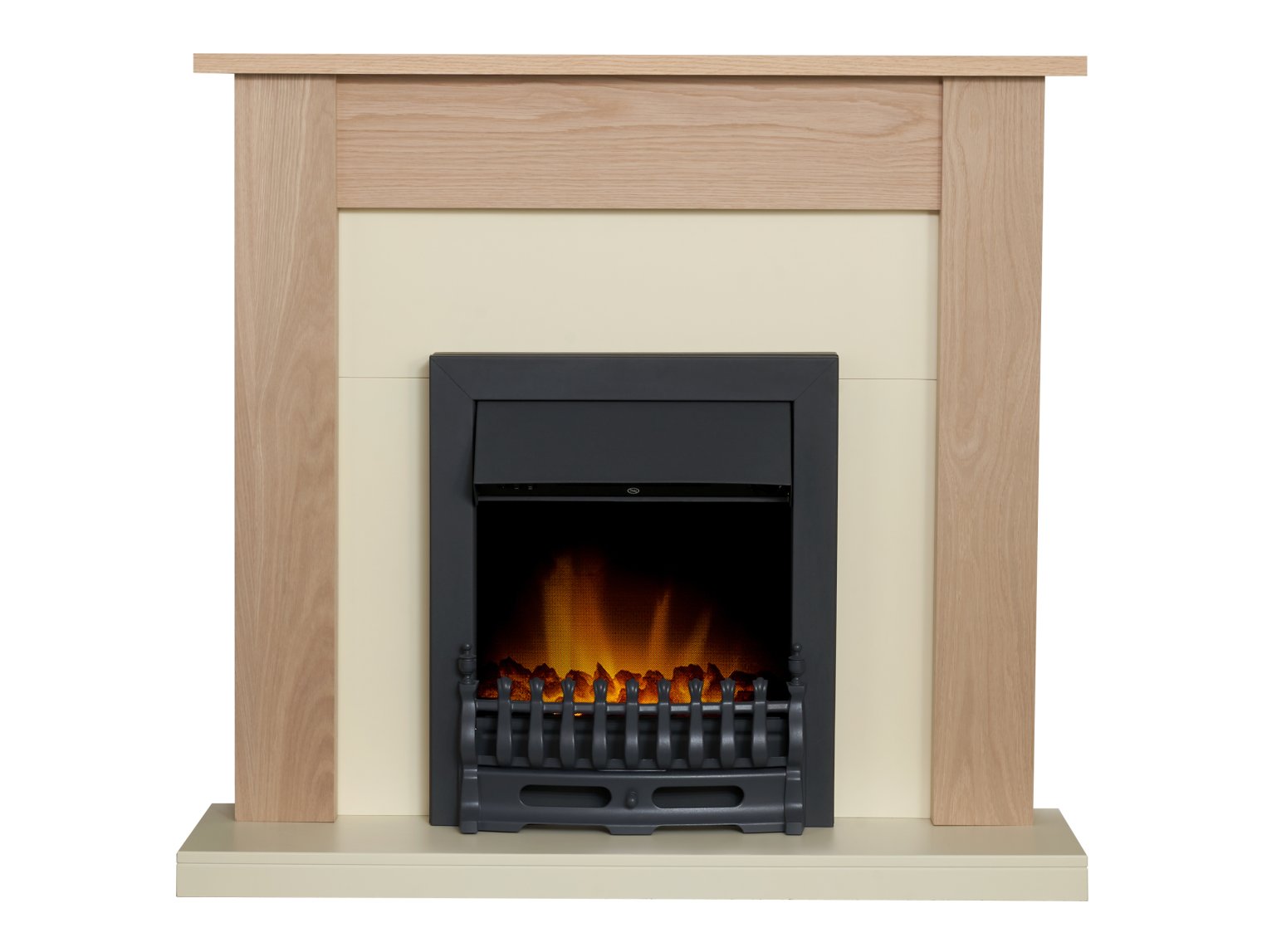 Adam Southwold Fireplace in Oak & Cream with Blenheim Electric Fire in Black, 43 Inch