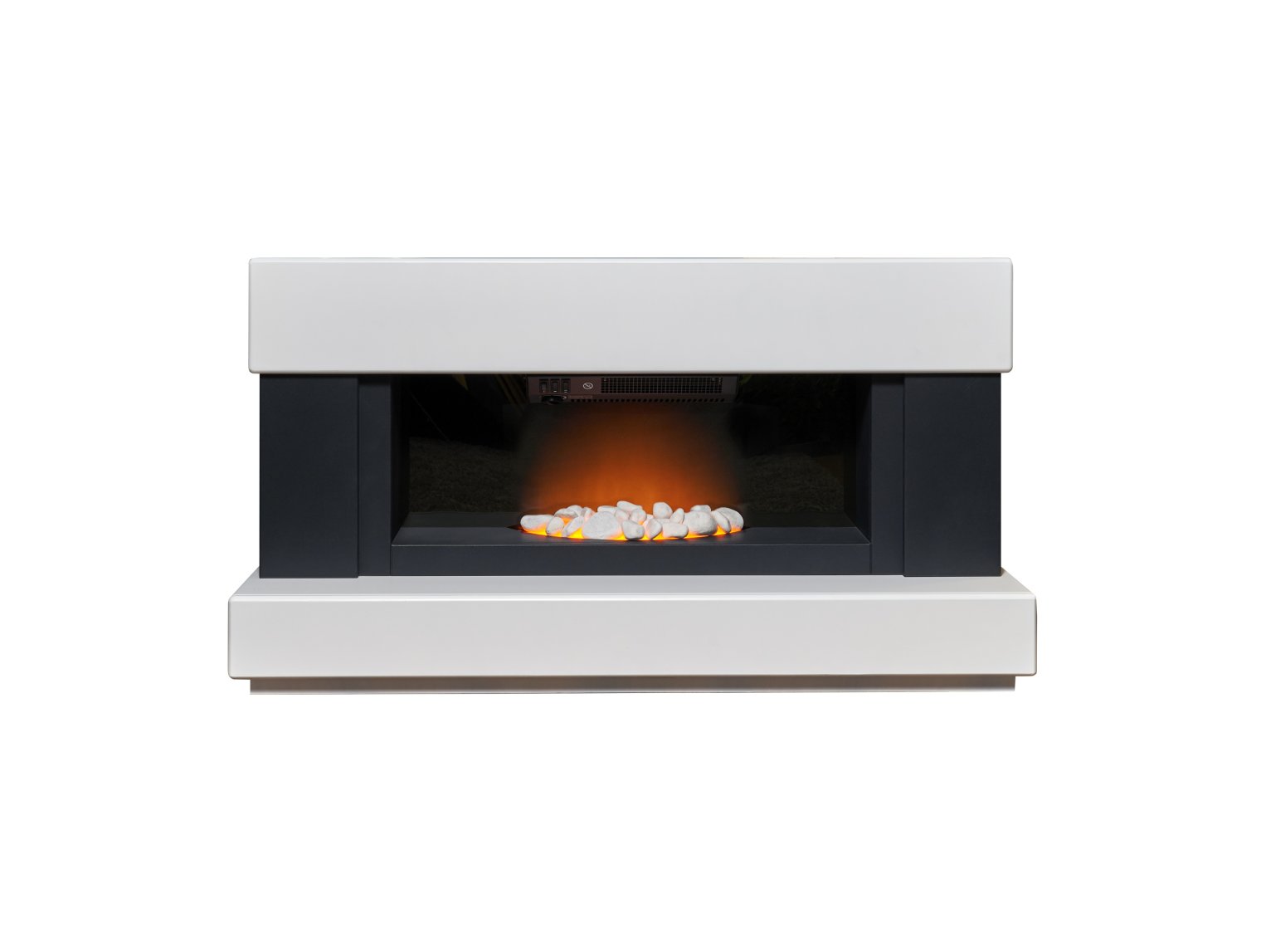 Adam Verona Fireplace Suite in Pure White & Charcoal Grey, 48 Inch