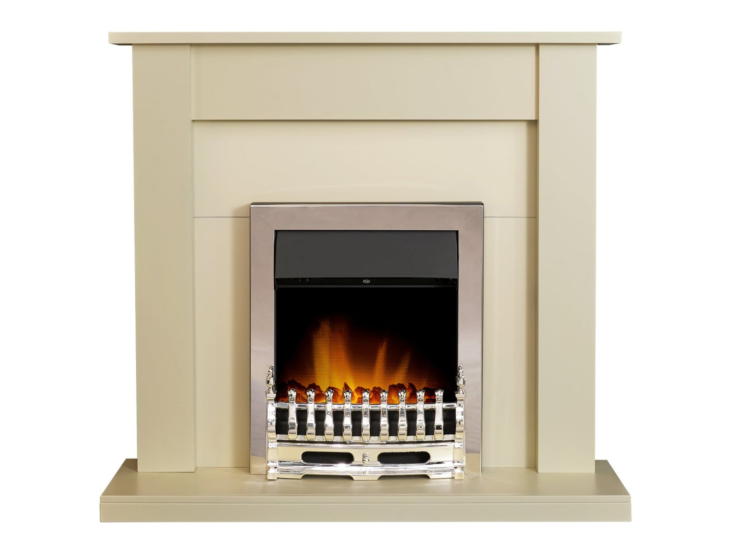 Adam Sutton Fireplace in Cream & Black/Cream with Blenheim Electric Fire in Chrome, 43 Inch