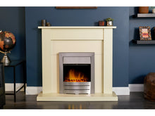 Load image into Gallery viewer, Adam Sutton Fireplace Cream &amp; Black/Cream + Colorado Electric Fire Brushed Steel, 43&quot;
