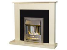 Load image into Gallery viewer, Adam Sutton Fireplace Cream &amp; Black/Cream + Helios Electric Fire Brushed Steel, 43&quot;
