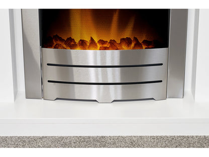 Adam Lomond Fireplace Suite Pure White + Colorado Electric Fire Brushed Steel, 39"