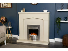 Load image into Gallery viewer, Adam Cotswold Fireplace Stone Effect + Comet Electric Fire Brushed Steel, 48&quot;
