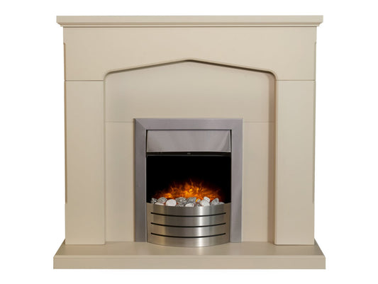 Adam Cotswold Fireplace in Stone Effect with Comet Electric Fire in Brushed Steel, 48 Inch