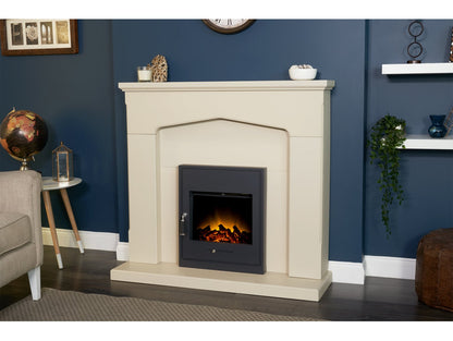Adam Cotswold Fireplace Stone Effect + Oslo Electric Inset Stove Black, 48"