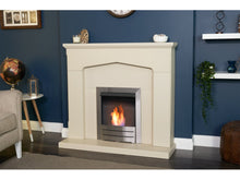 Load image into Gallery viewer, Adam Cotswold Fireplace Stone Effect + Colorado Bio Ethanol Fire Brushed Steel, 48&quot;
