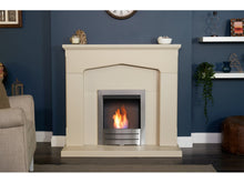 Load image into Gallery viewer, Adam Cotswold Fireplace Stone Effect + Colorado Bio Ethanol Fire Brushed Steel, 48&quot;
