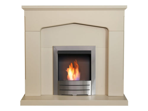 Adam Cotswold Fireplace in Stone Effect with Colorado Bio Ethanol Fire Brushed Steel, 48 Inch