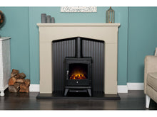 Load image into Gallery viewer, Adam Ludlow Stove Fireplace Stone Effect + Aviemore Electric Stove Black, 48&quot;
