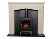 Load image into Gallery viewer, Adam Ludlow Stove Fireplace in Stone Effect with Aviemore Electric Stove in Black, 48 Inch
