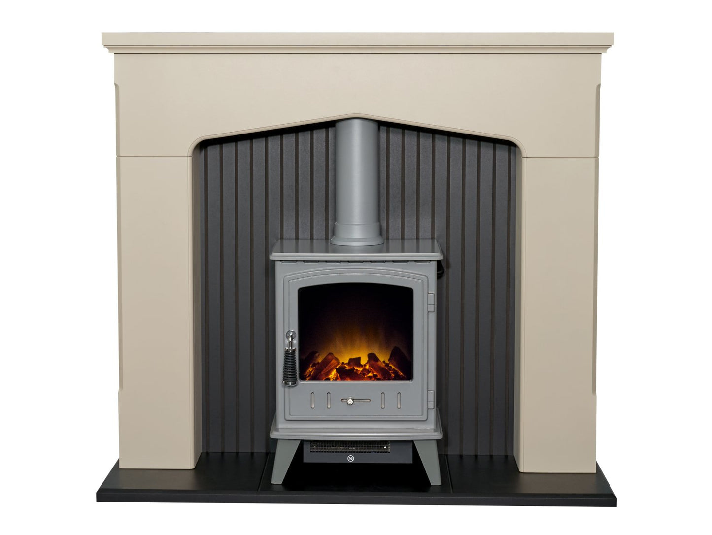 Adam Ludlow Stove Fireplace in Stone Effect with Aviemore Electric Stove in Grey, 48 Inch