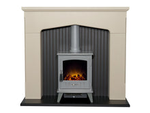 Load image into Gallery viewer, Adam Ludlow Stove Fireplace in Stone Effect with Aviemore Electric Stove in Grey, 48 Inch

