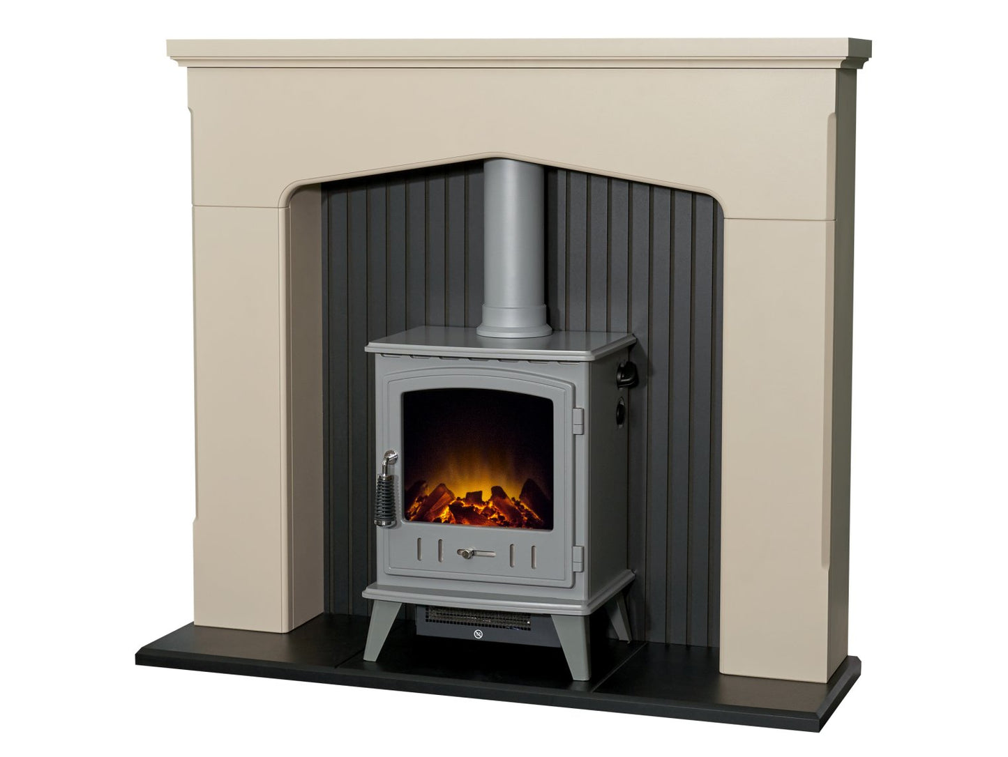 Adam Ludlow Stove Fireplace Stone Effect + Aviemore Electric Stove Grey, 48"