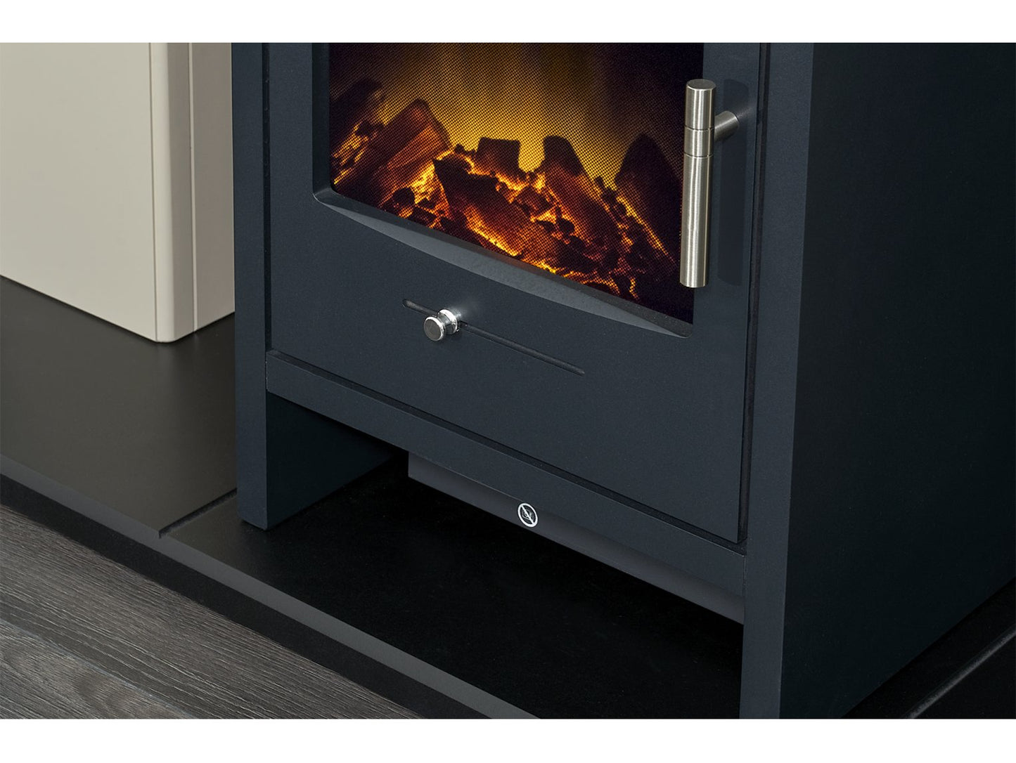 Adam Ludlow Stove Fireplace Stone Effect + Bergen Electric Stove Charcoal Grey, 48"