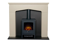 Load image into Gallery viewer, Adam Ludlow Stove Fireplace in Stone Effect with Bergen Electric Stove in Charcoal Grey, 48 Inch
