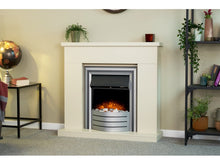Load image into Gallery viewer, Adam Lomond Fireplace Stone Effect + Lynx 3-in1 Electric Fire Chrome, 39&quot;
