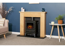 Load image into Gallery viewer, Adam Chester Stove Suite Oak + Hudson Electric Stove Black, 39&quot;
