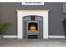 Load image into Gallery viewer, Adam Huxley in Pure White &amp; Grey with Dorset Electric Stove in Grey, 39 Inch
