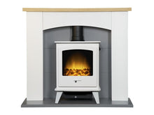 Load image into Gallery viewer, Adam Huxley in Pure White &amp; Grey with Dorset Electric Stove in White, 39 Inch
