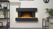Load and play video in Gallery viewer, Adam Manola Charcoal Grey Wall Mounted Electric Fire Suite

