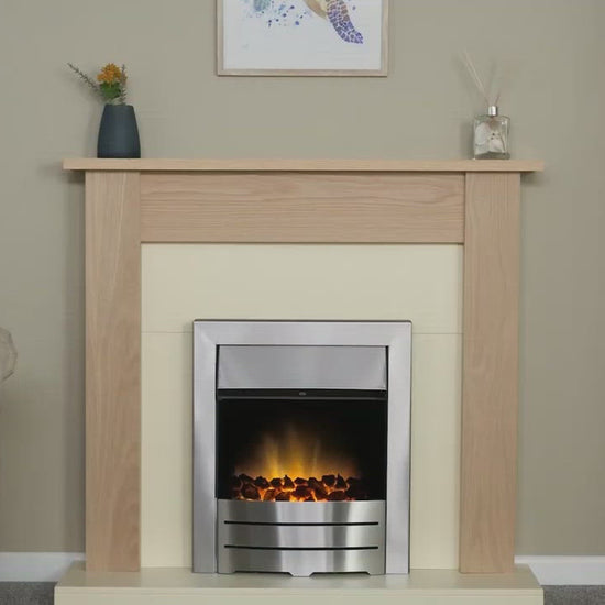 Adam Southwold Fireplace Oak & Black + Colorado Electric Fire Brushed Steel, 43"