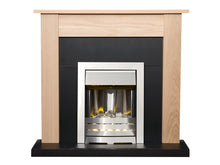 Load image into Gallery viewer, Adam Southwold Fireplace Oak &amp; Black + Helios Electric Fire Brushed Steel, 43&quot;
