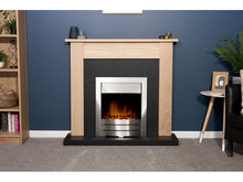 Load image into Gallery viewer, Adam Southwold Fireplace Oak &amp; Black + Colorado Electric Fire Brushed Steel, 43&quot;
