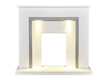 Load image into Gallery viewer, Adam Genoa Fireplace in Pure White and Grey with Downlights, 48 Inch
