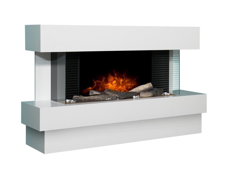 Adam Manola XLS Electric Fireplace Suite in Pure White, 48 Inch