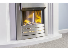 Load image into Gallery viewer, Adam Truro Fireplace Suite Pure White + Helios Electric Fire Brushed Steel,  41&quot;
