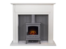 Load image into Gallery viewer, Adam Florence Stove Suite Pure White + Aviemore Electric Stove Grey Enamel, 48&quot;
