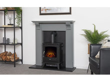Load image into Gallery viewer, Adam Harrogate Stove Fireplace in Grey &amp; Black w Aviemore Electric Stove in Black, 39&quot;
