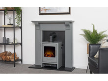 Load image into Gallery viewer, Adam Harrogate Stove Fireplace in Grey &amp; Black w Bergen Electric Stove in Grey, 39&quot;
