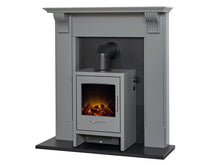 Load image into Gallery viewer, Adam Harrogate Stove Fireplace in Grey &amp; Black w Bergen Electric Stove in Grey, 39&quot;
