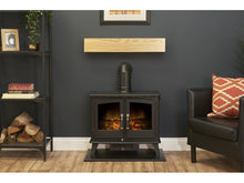 Load image into Gallery viewer, Adam Oak Beam, Hearth &amp; Stove Pipe with Woodhouse Stove in Black
