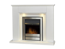 Load image into Gallery viewer, Adam Eltham Fireplace in Pure White with Downlights &amp; Argo Electric Fire in Brushed Steel, 45 Inch
