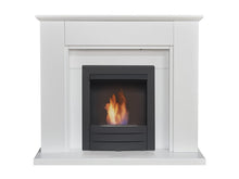 Load image into Gallery viewer, Adam Eltham Fireplace in Pure White with Downlights &amp; Colorado Bio Ethanol in Black, 45 Inch

