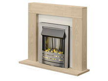 Load image into Gallery viewer, Adam Malmo Fireplace Suite Oak + Helios Electric Fire Brushed Steel, 39&quot;
