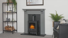 Load and play video in Gallery viewer, Adam Huxley in Pure White &amp; Grey with Dorset Electric Stove in White, 39 Inch
