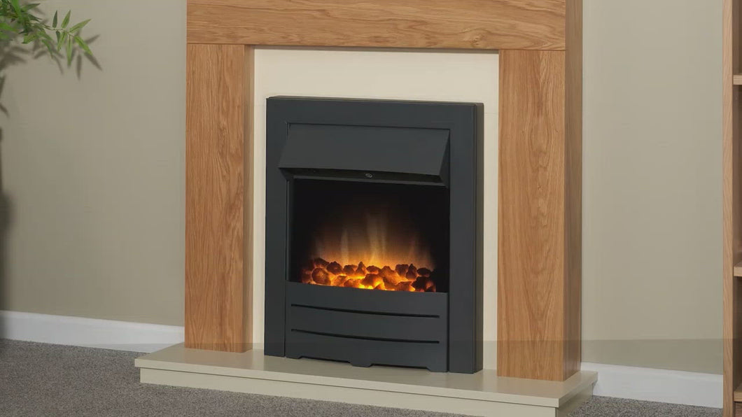 Adam Dakota Fireplace Oak & Cream + Colorado Electric Fire Black, 39