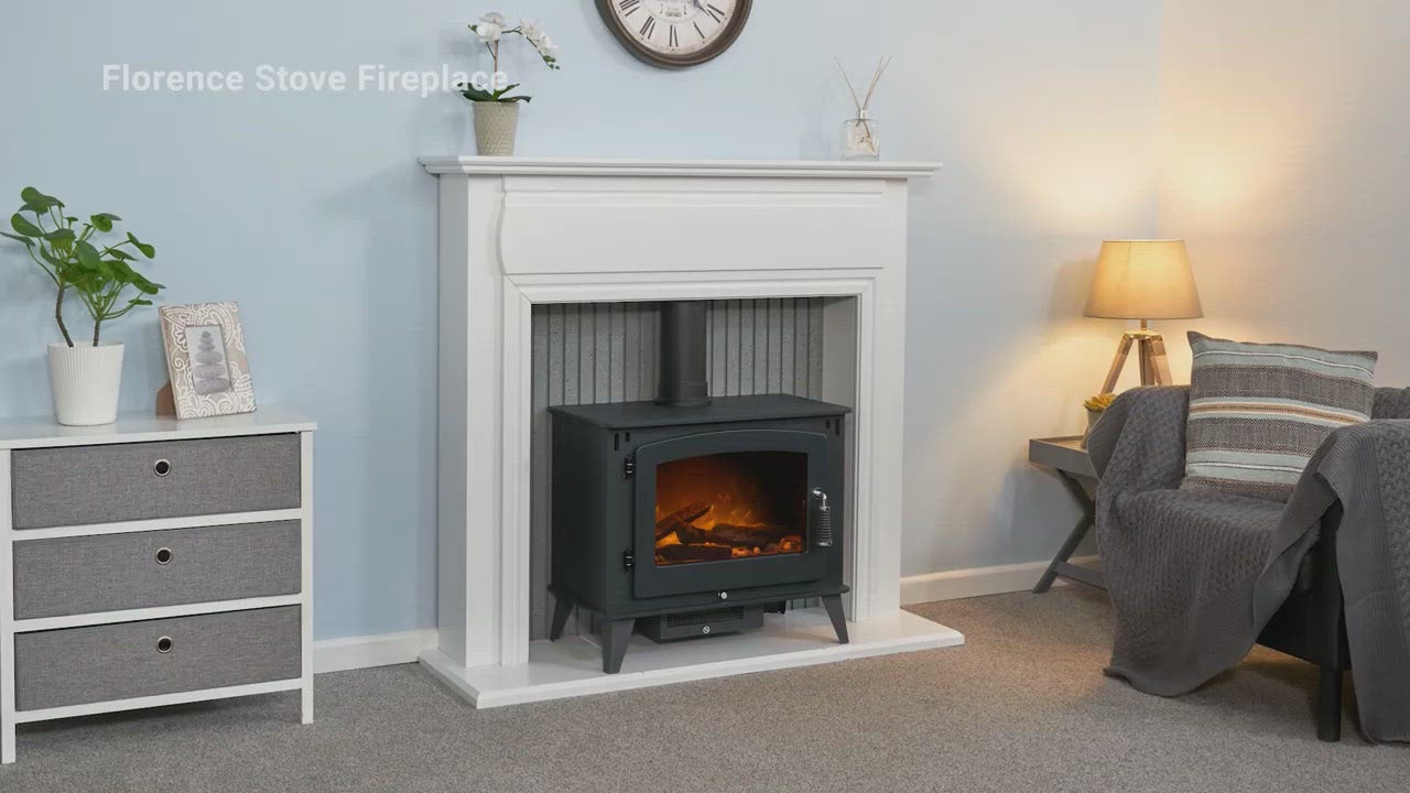 Adam Florence Stove Fireplace Pure White, 48