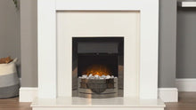 Load and play video in Gallery viewer, Adam Miami Fireplace Pure White + Comet Electric Fire Obsidian Black, 48&quot;
