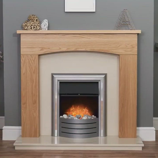 Adam Lomond Fireplace Stone Effect + Lynx 3-in1 Electric Fire Chrome, 39"