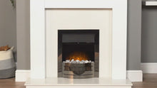 Load and play video in Gallery viewer, Adam Savanna Fireplace Pure White &amp; Grey + Comet Electric Fire Brushed Steel, 48&quot;
