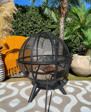 Load image into Gallery viewer, The Ebo Fire Bowl Olive &amp; Sage Black Firebowl Fire Pit Patio Heater RRP £235
