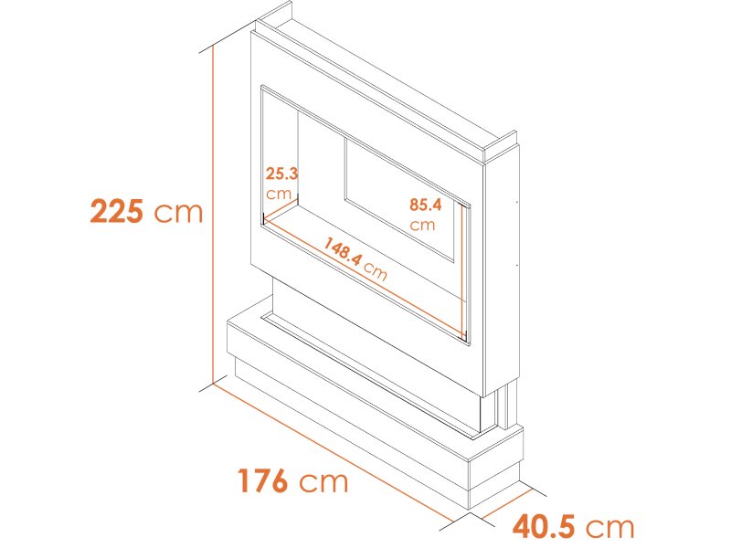 Acantha Matrix Pre-Built Media Wall Dimensions
