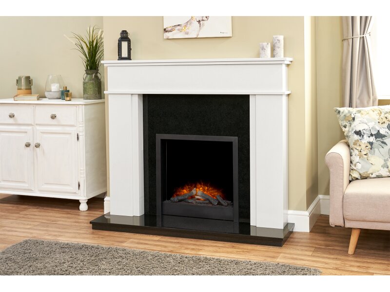 Acantha Ontario Electric Inset Wall Fire with Remote Control in Black 3 Sided Frame