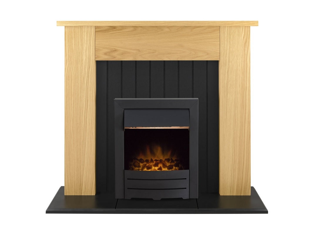 Adam Chessington Fireplace Suite Oak + Colorado Electric Fire Black, 48"