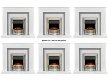 Load image into Gallery viewer, Adam Genoa Fireplace,White &amp; Grey with Downlights &amp; Astralis 6-in-1 Electric Fire in Chrome, 48 Inch
